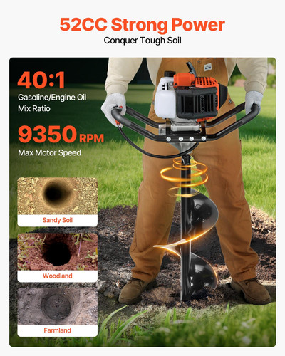 Gas powered post hole - gas, digger